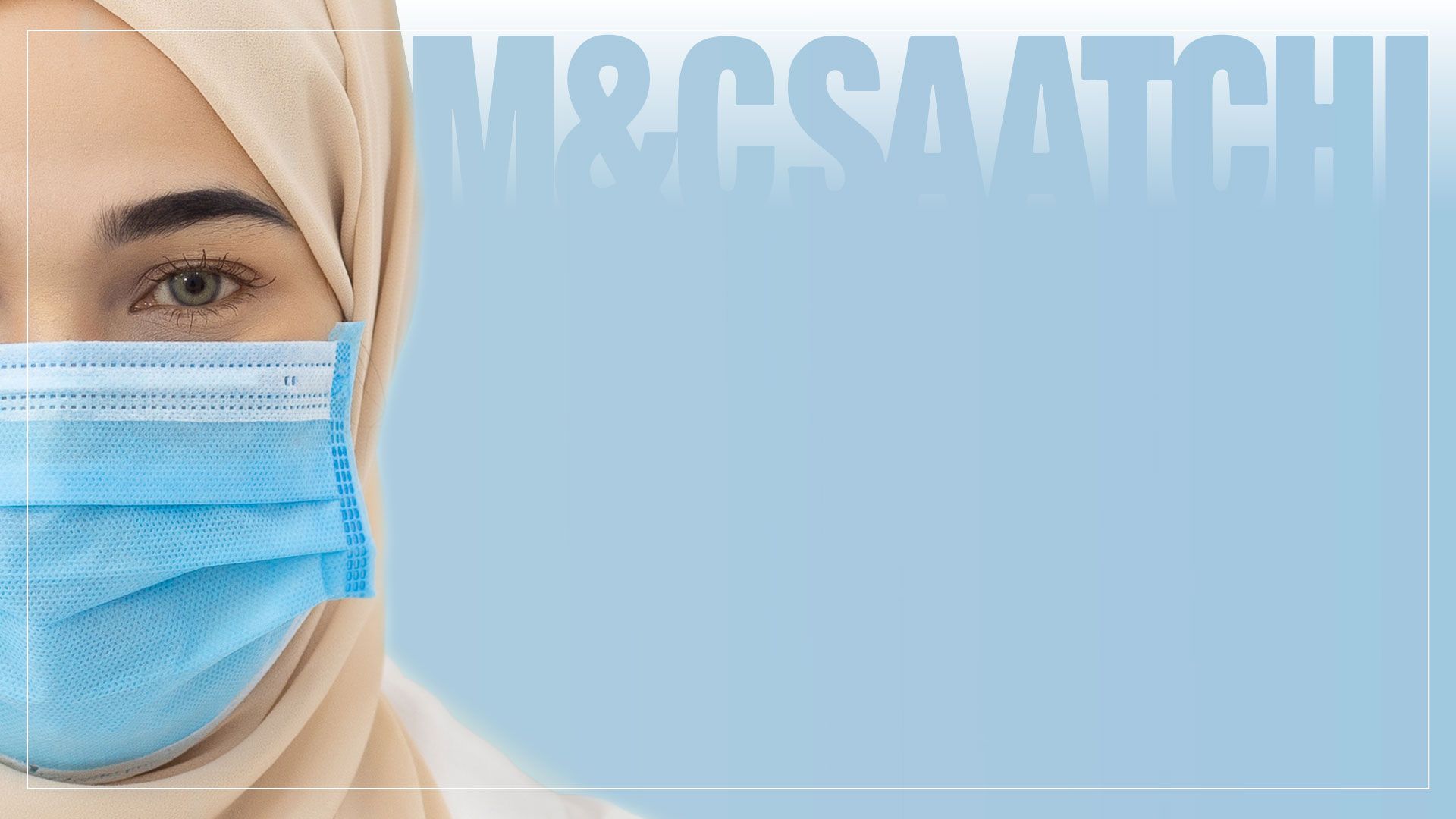 Woman in a headscarf and a blue surgical facemask